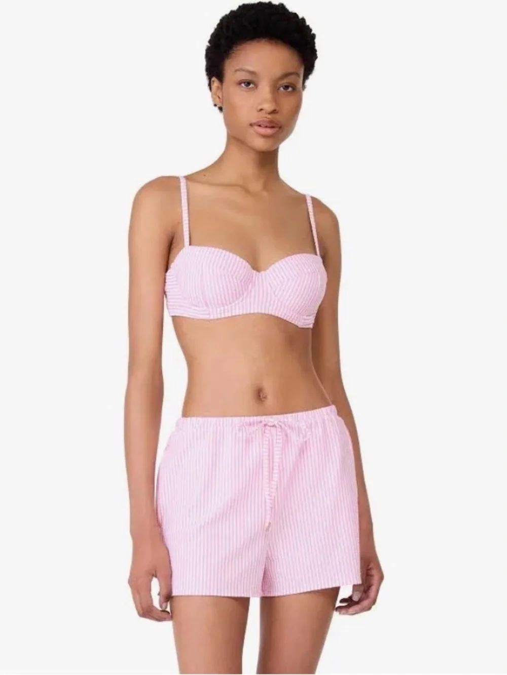 Kate spade, NWts Pink & White Striped seersucker Drawstring Shorts sz large